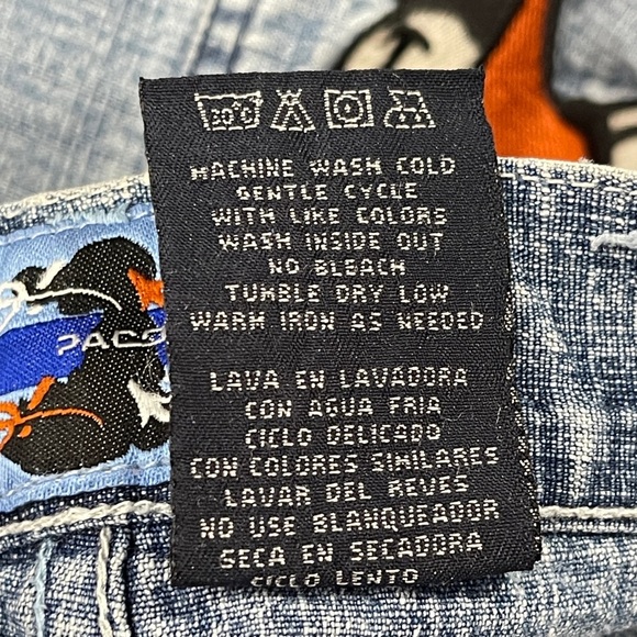 Vintage Paco Jeans Blue Wide Leg Skater Streetwear Jeans Boys 7 Embroidered - Picture 10 of 11